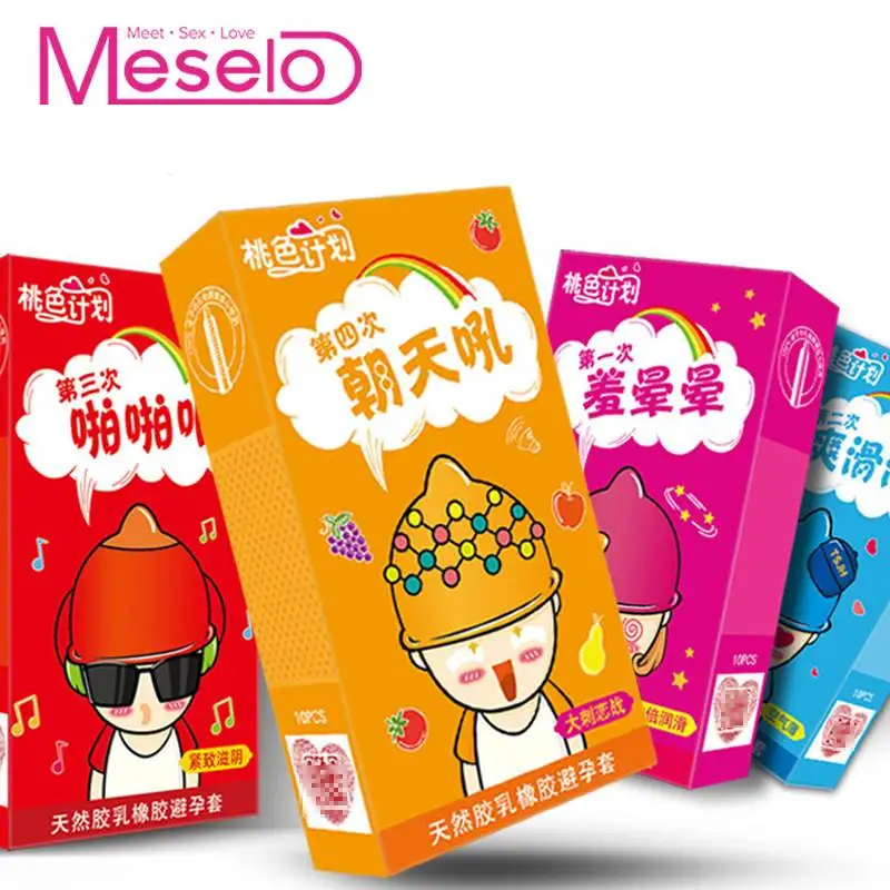 Тонкие презервативы Meselo для мужчин 10 шт./кор. со смазкой и запахом фруктов