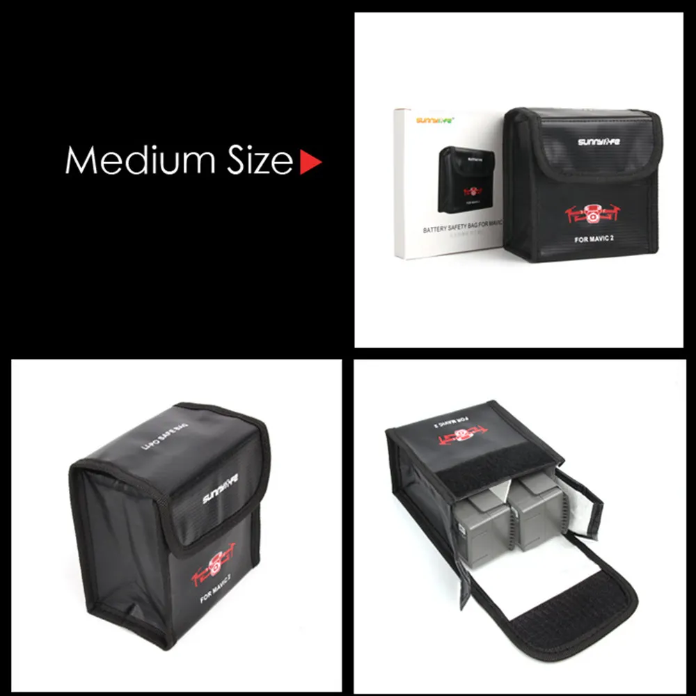 SUNNYLIFE Lipo Safe Explosion-proof Protective Case Heat-resistance Storage Hand Bag for DJI Mavic 2 123 Battery Accessories | Электроника
