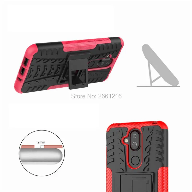 For Nokia 8.1 (Nokia X7) TA-1131 6.18&quot Dazzle Shockproof Soft Silicone &amp Hard Plastic Dual Armor Back Case Stand Holder Cover |