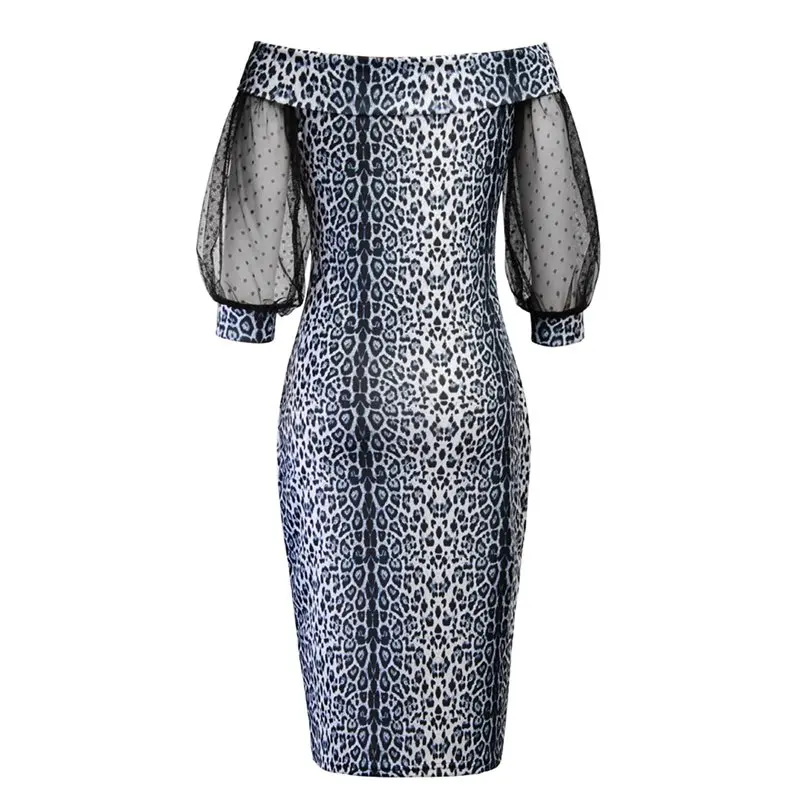 Sisjuly старинные платья женщины Bodycon элегантный черный OL дамы с плеча леопардовый