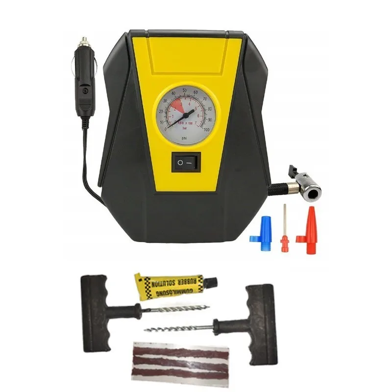 

12V Dc Вольт 100 PSI воздушный компрессор для шин, автомобильный воздушный компрессор, Электрический насос, портативный Авто с инструментом для ремонта шин