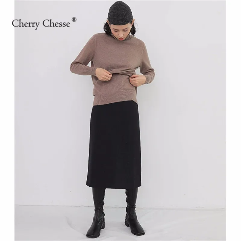 Cherry изящество винтажная Женская юбка империя однотонная до середины икры