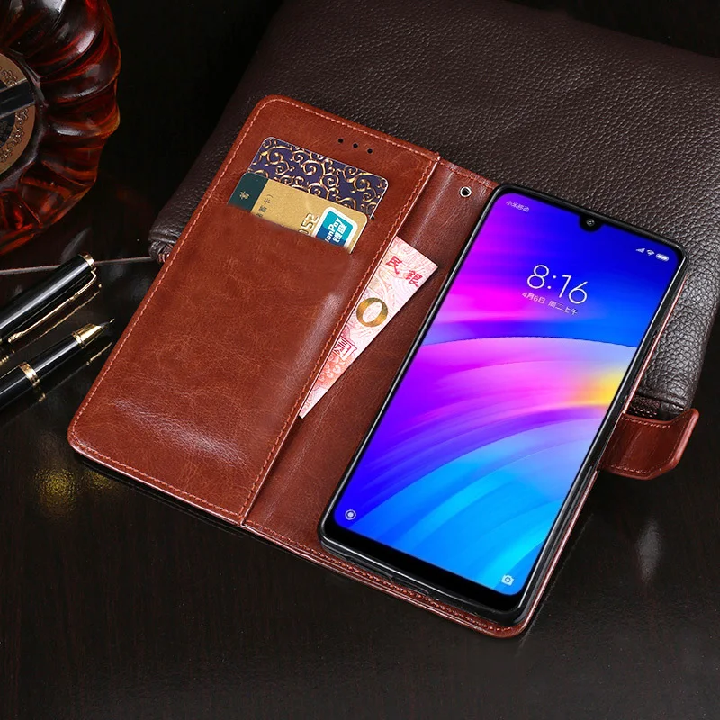 Чехол книжка из искусственной кожи для Redmi 7 роскошный чехол бумажник телефона