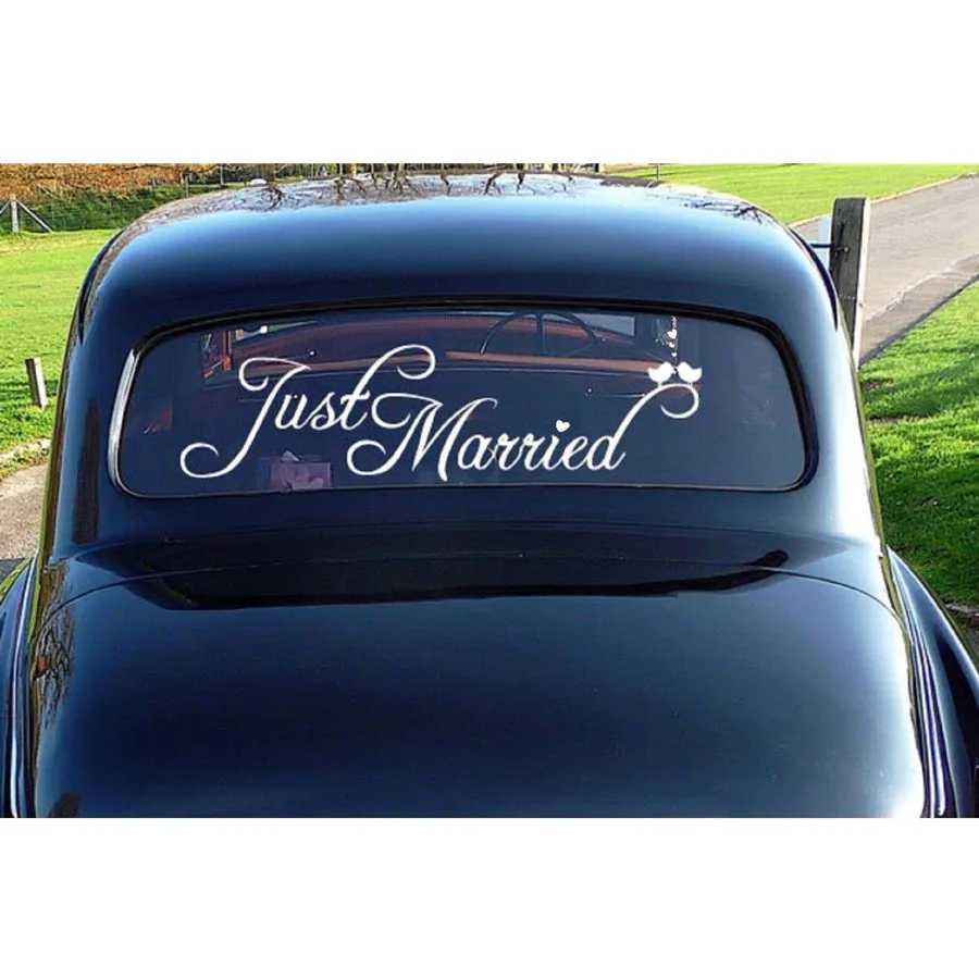 

Just Married Wedding Car Decal Sticker Window Banner Decoration Self Adhesive Decals Removable Lovely Sign Wedding Decor G211