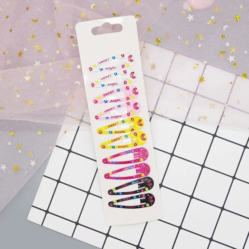 10 шт. милые заколки для волос с металлическим принтом в виде животных детские