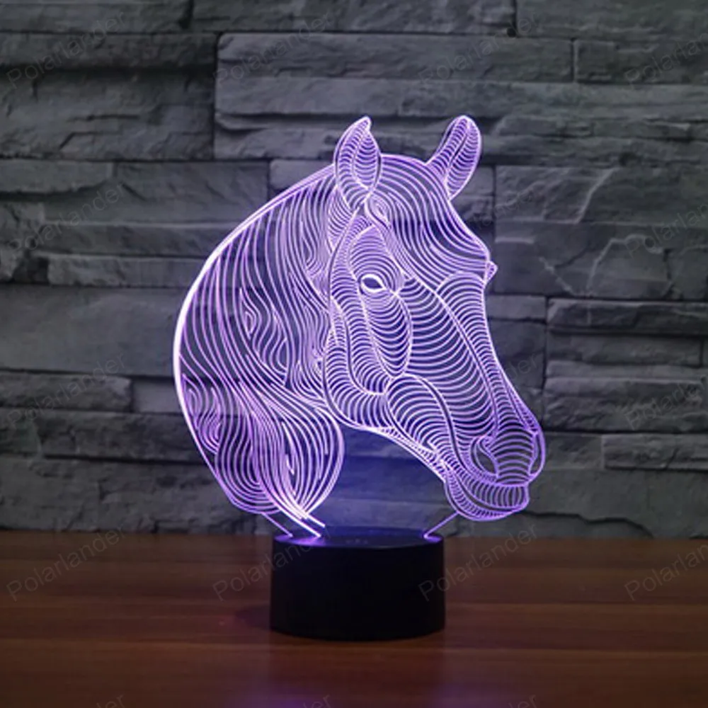Новый Лошадь 3D огни сенсорный Светодиодный лампа vitage Dragon Атмосфера декоративные