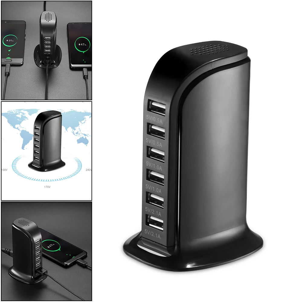 Powstro 6 Порты USB Зарядное устройство 30 Вт Выход 6A зарядная станция вентиляционные