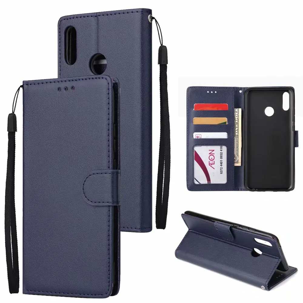 10 шт./лот однотонный кошелек из искусственной кожи + ТПУ чехол для huawei Y9 2019 Enjoy 9PLUS