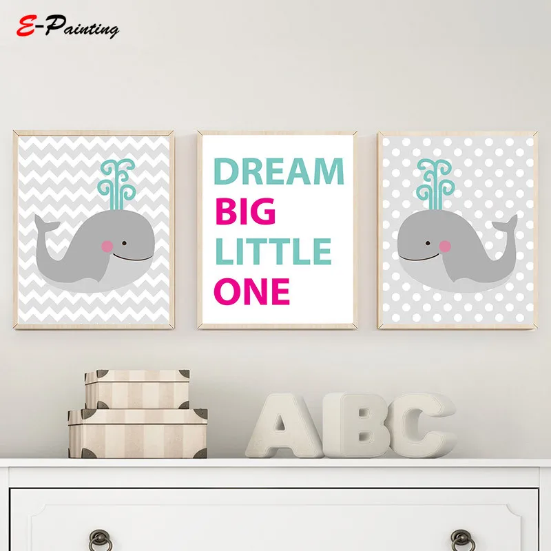 Картина на холсте с изображением Кита для маленьких девочек украшение стену