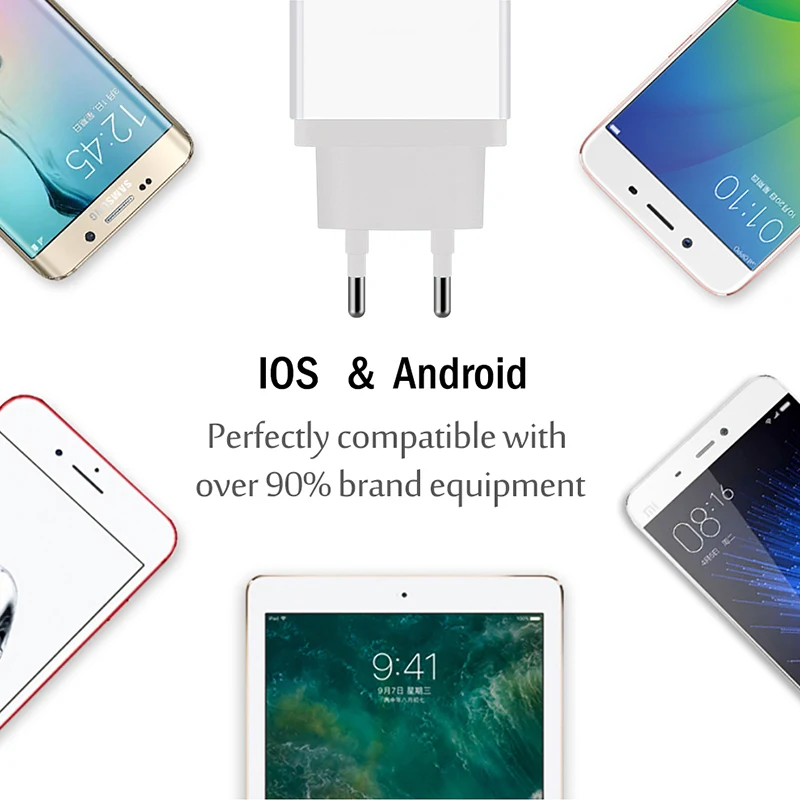 Зарядное устройство USB 5В 2.4A настенное зарядное для iphone 7 8 Samsung S8 S9 Plus Зарядка Xiaomi