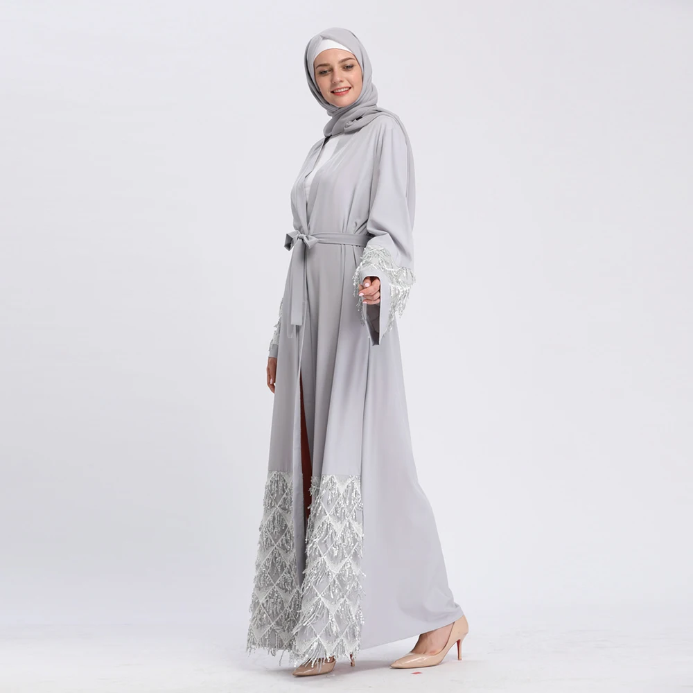 Мусульманское Платье макси с пайетками Nida Abaya длинное платье-кардиган халат