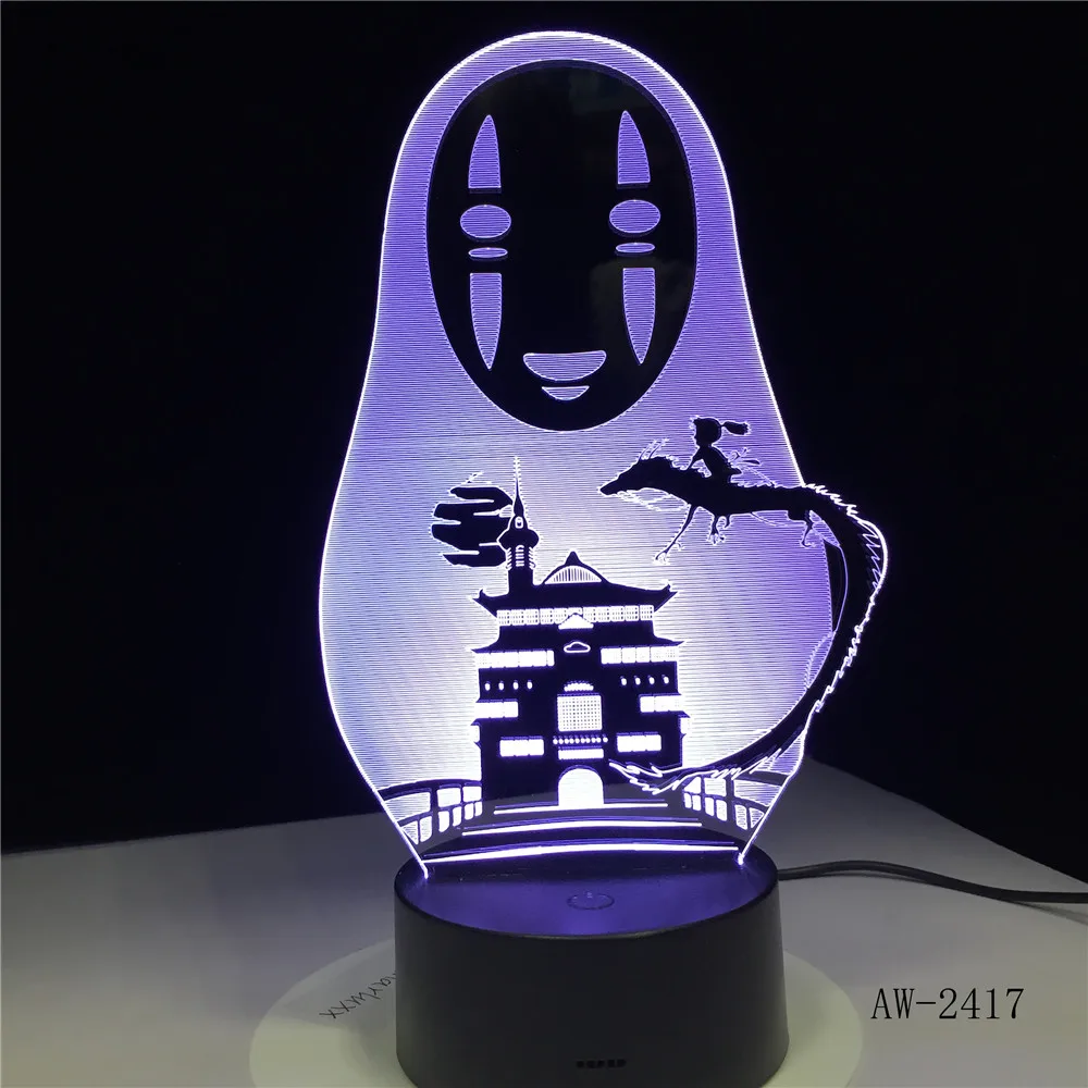 Miyazaki Hayao аниме 3D Светодиодная лампа без лица человек экшн фигурки украшения куклы