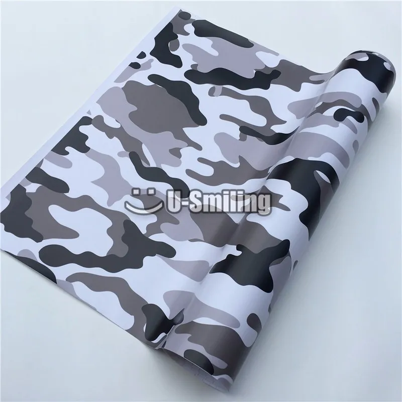 Черно-белая камуфляжная виниловая пленка для отделки автомобиля полностью