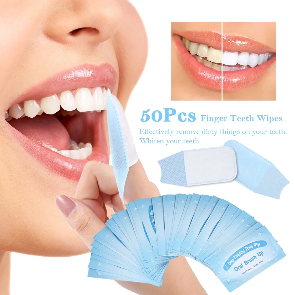 

50Pcs Wipes Dental Clean Teeth Whitening Tool for Oral Deep Cleaning