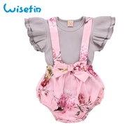 ruffle sleeves cute girls baby set summer clothes baby girl outfits flower toddler girl clothing set 2pcs topsjumpsuits d20