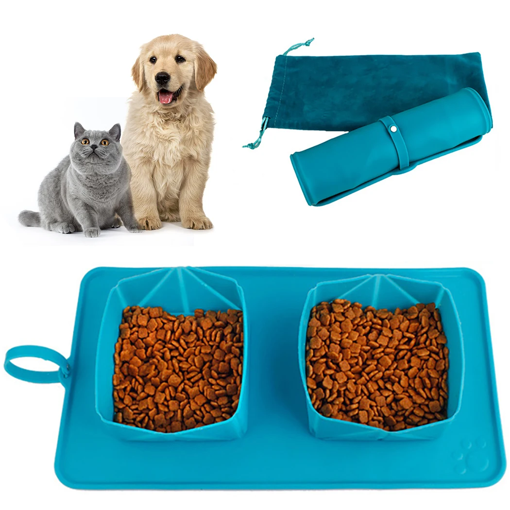 

Environmental Protection Pet Bowl Folding Portable Dual-Bowl Pet Water Bowl Pet Feeding Bowl Pet Supplies For Cat Dog