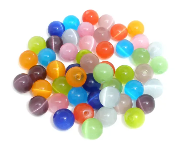 Стеклянные круглые бусины кошачий глаз 50 шт. 8 мм фурнитура (B05041)|glass round beads|beads 8mmround