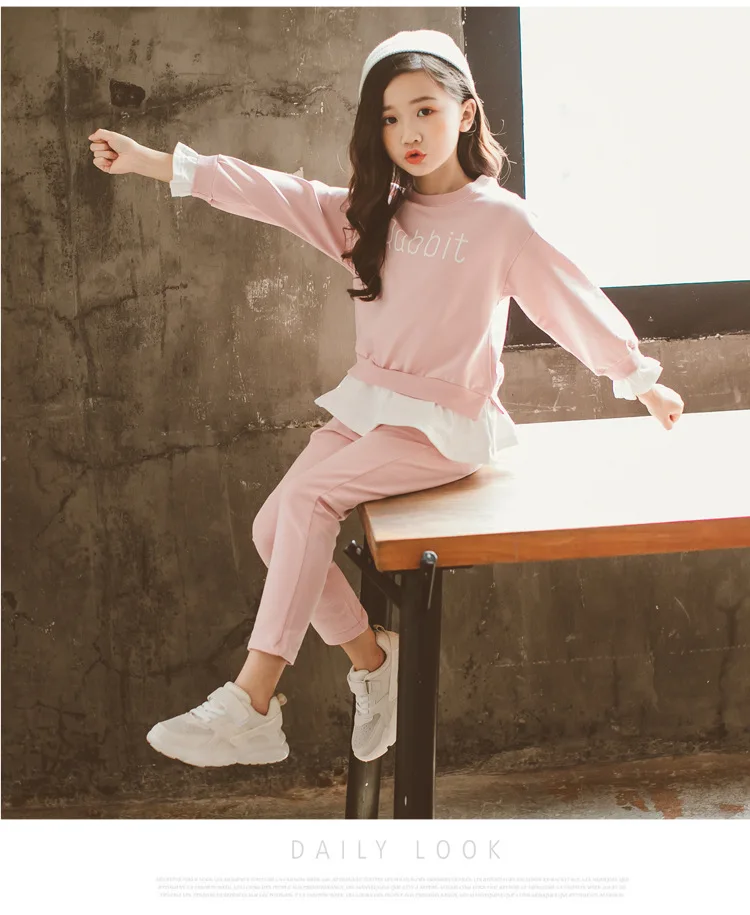 Новинка 2019 спортивный комплект одежды для девочек рубашка с мультяшным рисунком