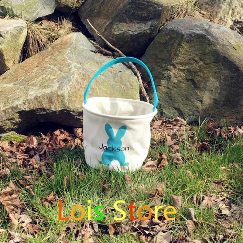 

Factory Wholesale Easter Bunny Buckets 40pcs/lot 18 Styles Easter Canvas Basket Tote Bag Blank Easter Bunny Tail Baskets 2020