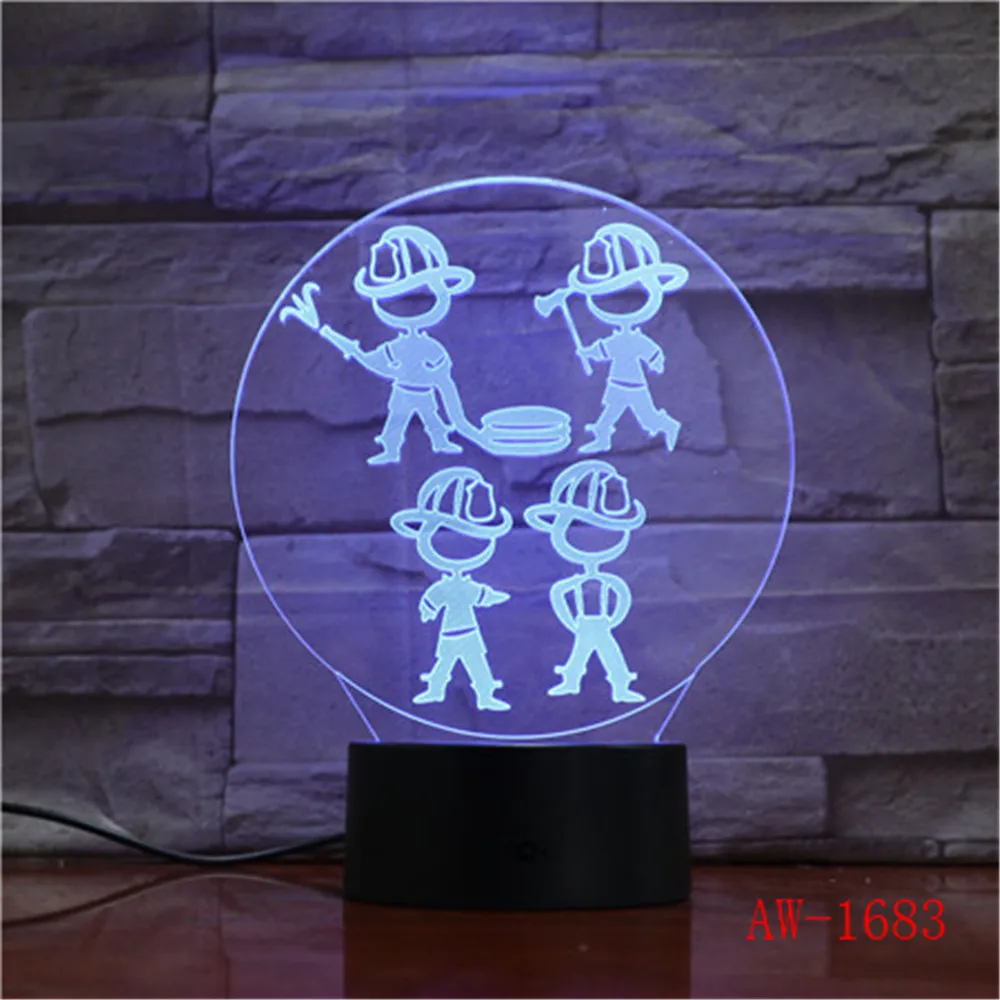 

Workers Model Illusion 3d Lamp LED 7 Color changing USB Touch Sensor Desk Table Lamp USB Night Light Dropshipping AW-1683