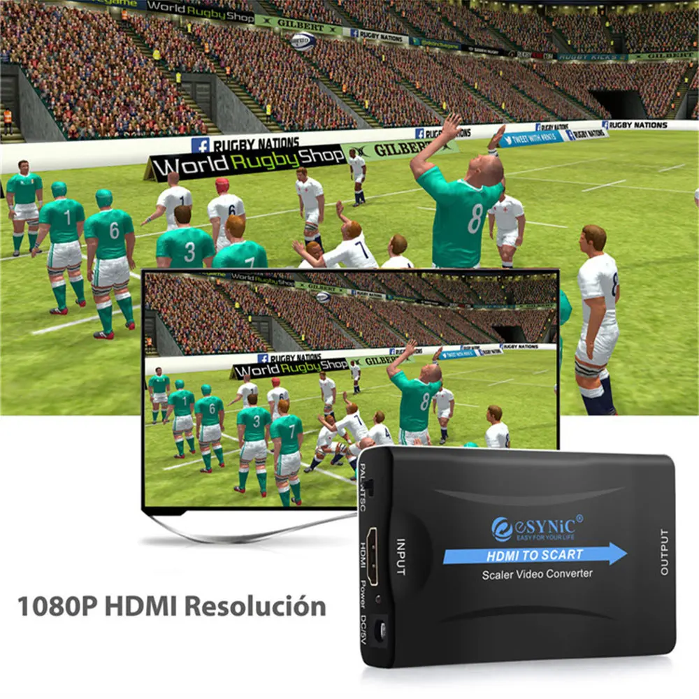 ESYNiC 5 в HDMI конвертер/переходник scart с USB DC кабель Поддержка NTSC PAL высококлассный