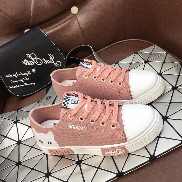 Кеды женские с мультяшным принтом плоская подошва холщовые кроссовки на