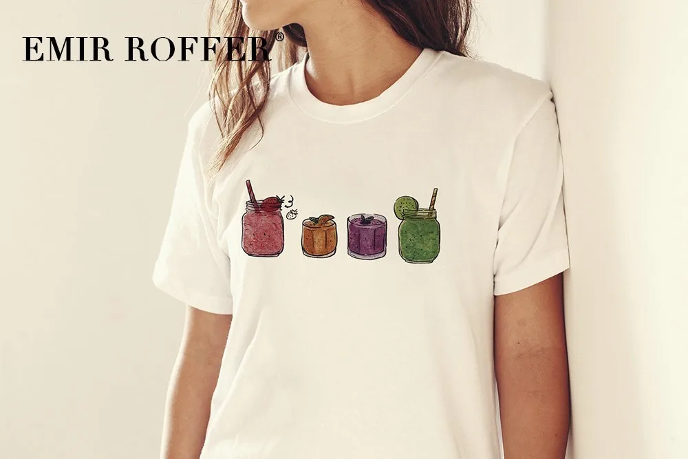 EMIR ROFFER 2019 Fashion Summer Cool Drink Korean Style Female Print T-Shirt Graphic Tees Women Harajuku Kawaii T Shirt Top | Женская
