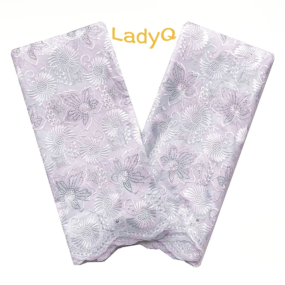 

Pink Lace Fabric 5 Yards African Swiss Voile Lace with Rhinestones Swiss White Dry Lace Fabrics High Quality Cotton Lace Fabric