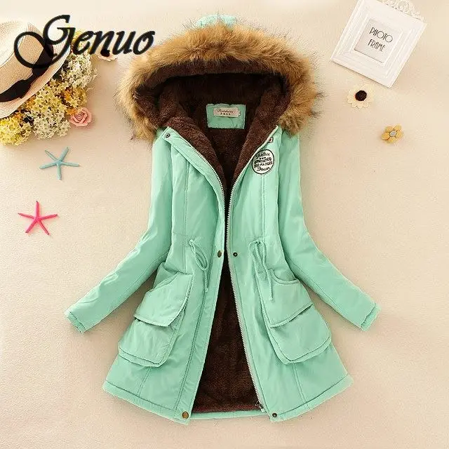 

Winter Warm Coat Women Long Parkas Fashion Faux Fur Hooded Womens Overcoat Casual Cotton Padded Jacket Colors