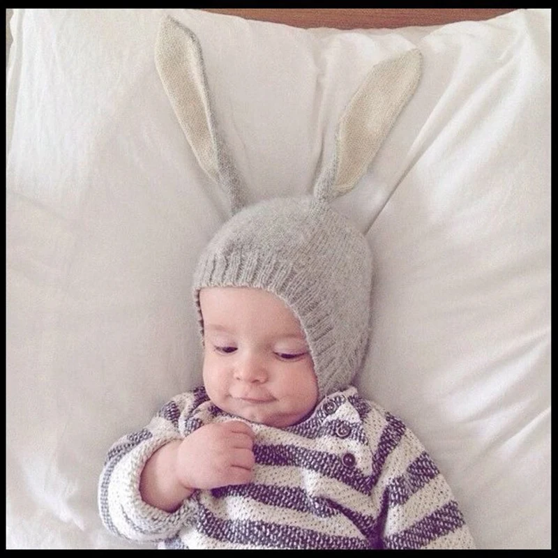 Детская шапка с кроличьими ушками шапка-Кролик для младенцев осенне-зимние
