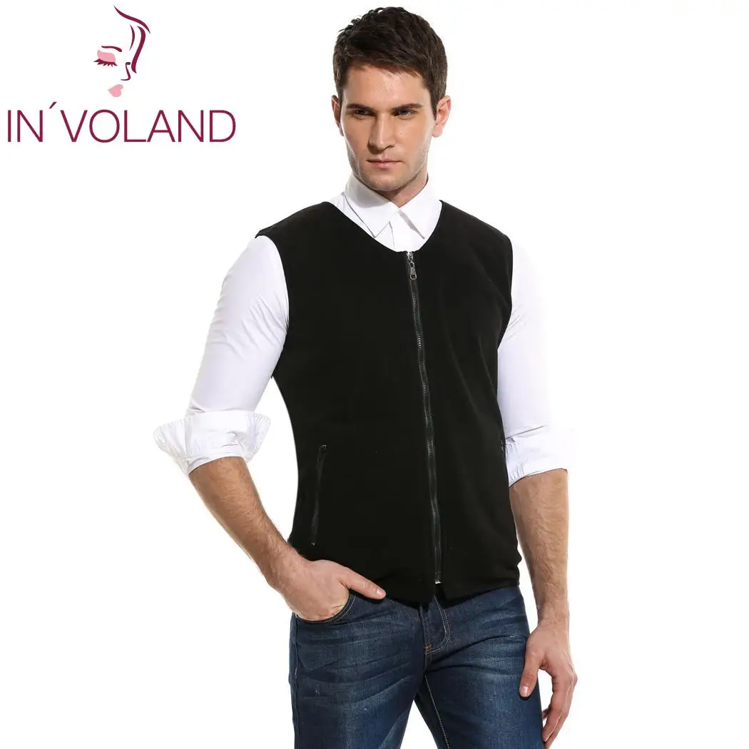 Мужской Повседневный Без Рукавов однотонный v-образный вырез тонкий флисовый