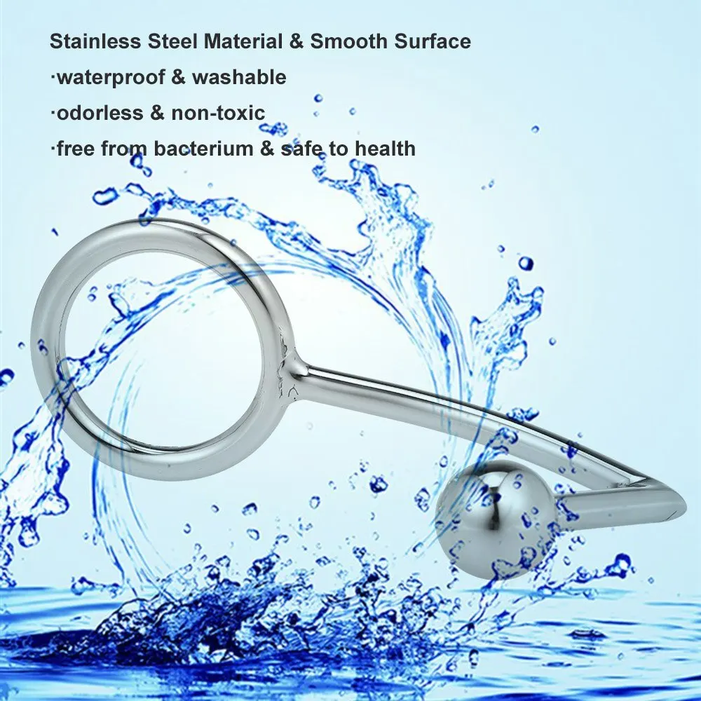 Stainless Steel Anal Plug With Ball & Cock Ring Butt Hook 45mm Prostate Massager Fetish Adult Sex Toys For Couples Gays|Анальные