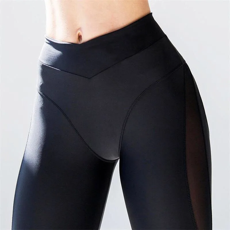2019 New Sport Leggings Women Mesh Hollow Fitness Slim Black Legging Sportswear Clothing Leggins Yoga Pants Sexy Yoga leggings