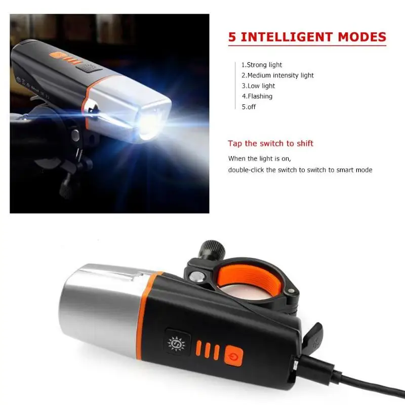 

Bike Bicycle light LED Taillight Rear Tail Safety Cycling Warning USB Rechargeable Bicycle Headlight 2000mAh Bike Light