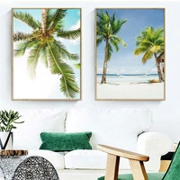 nordic simple palm tree art print nature poster landscape canvas painting modern home decoration bedroom beach wall pictures