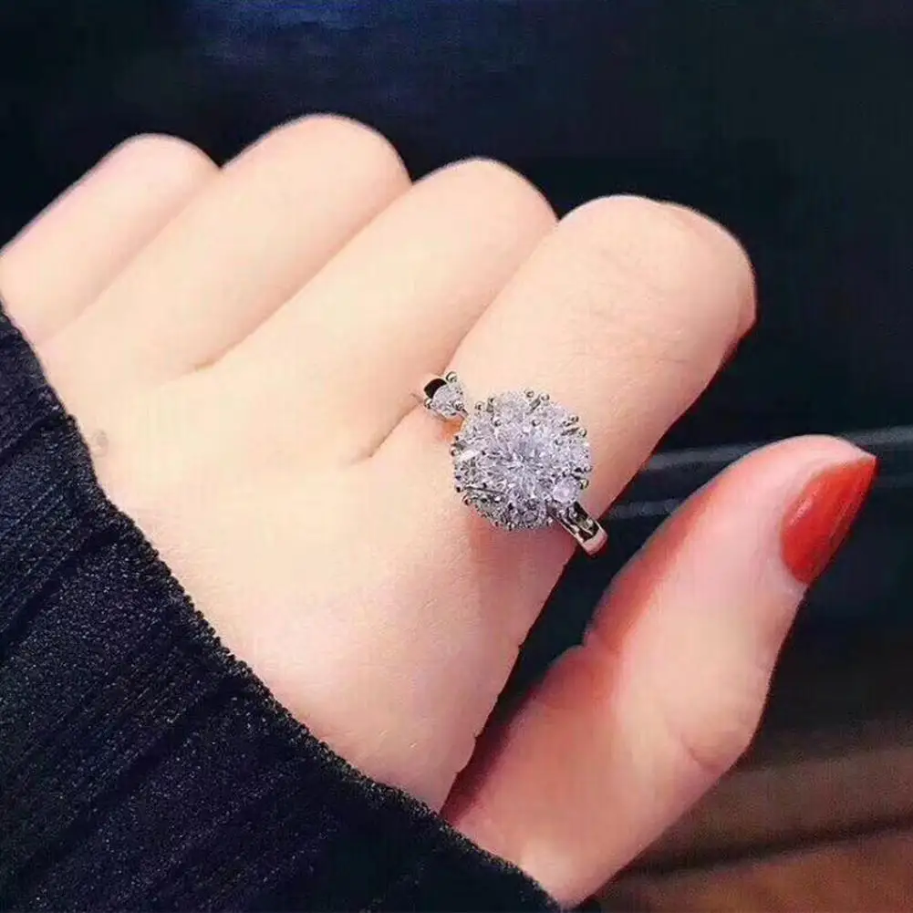 XY Fancy женское кольцо Серебристый циркониевый медное вращение открытие дизайн