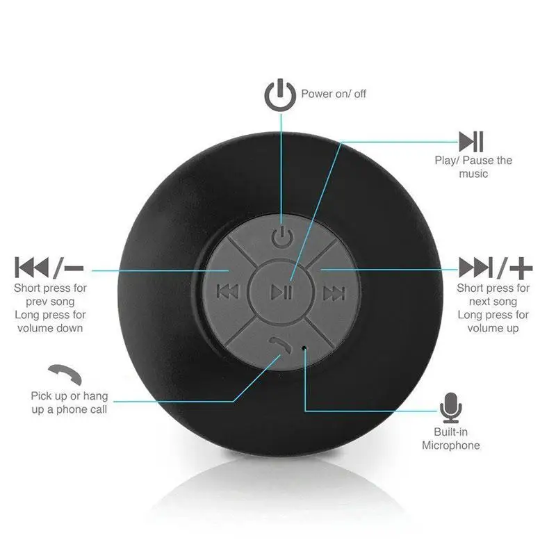 Водонепроницаемый силиконовый беспроводной мини динамик с микрофоном Bluetooth
