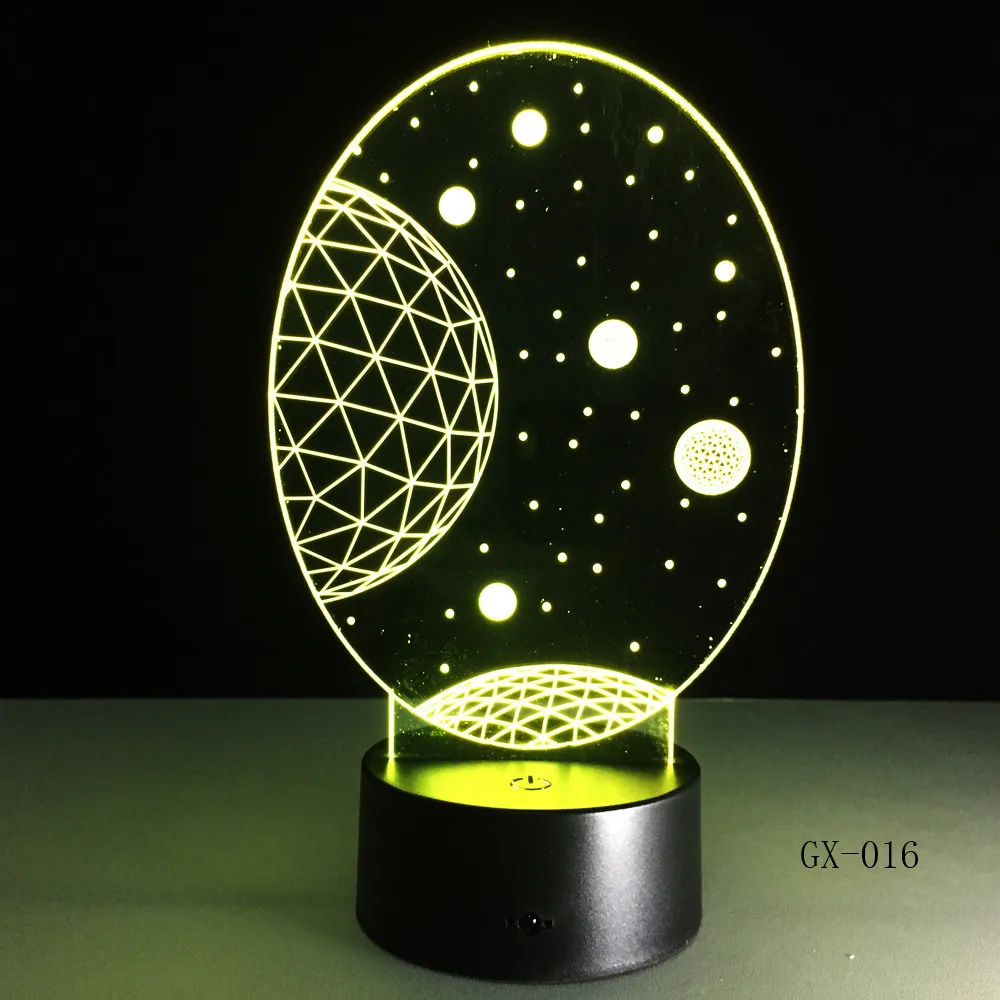 3D визуальные планеты LED Иллюзия ночные светильники Вселенная настольная