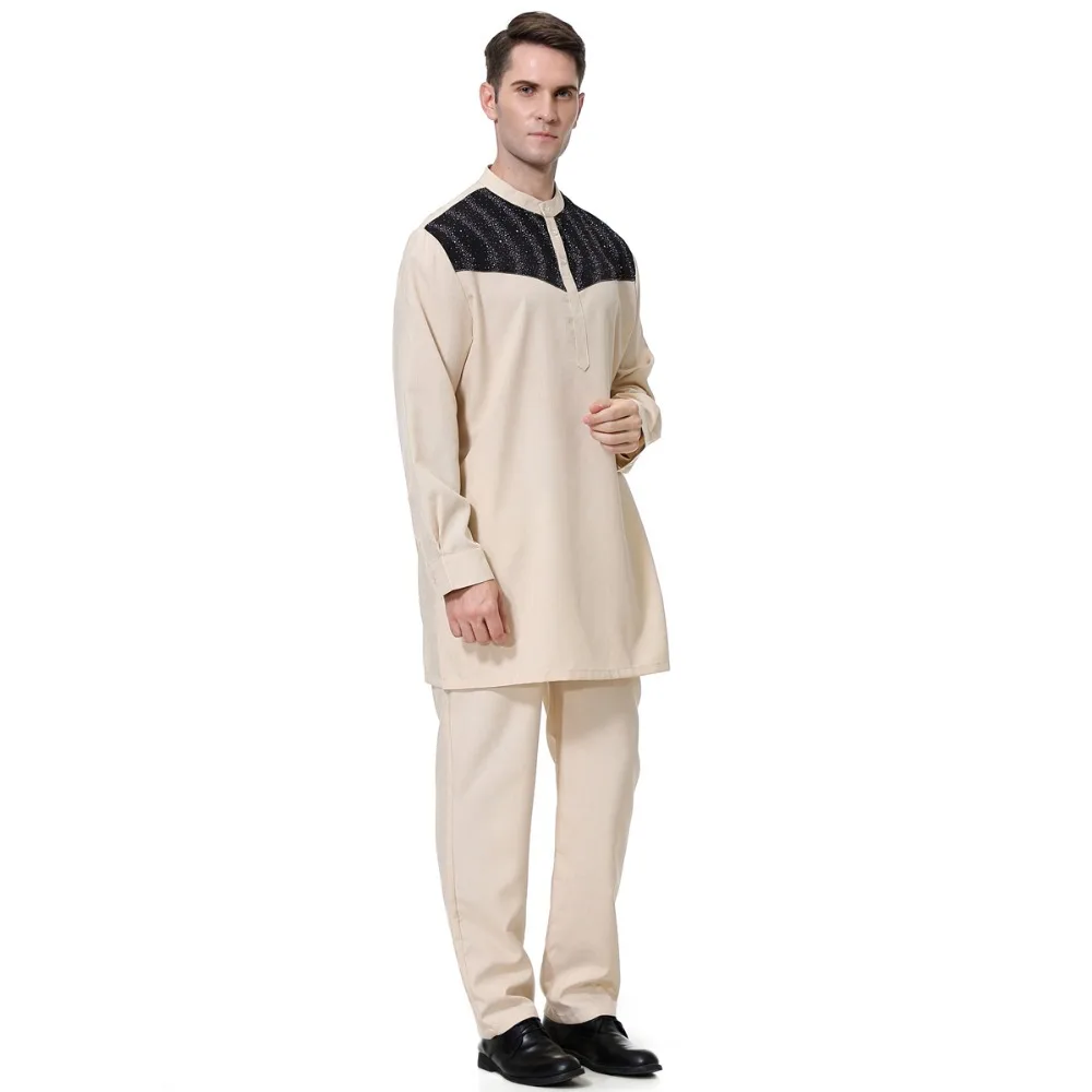 Мусульманская Арабская Мужская Тауб Thawb Caftan костюм исламский Абая джилбаб