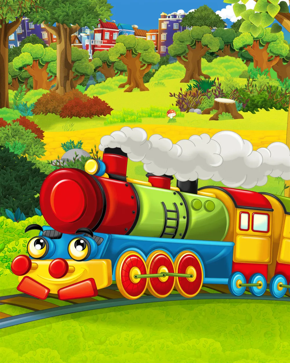 Поток милый поезд день Рождения Вечеринка фон идиллический лес мультфильм
