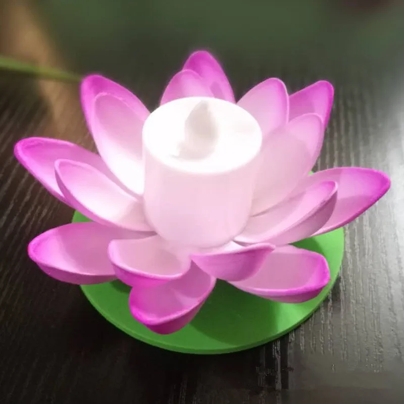 CLAITE искусственный свет LED Красочный Лотос Желая измененный плавающий цветок