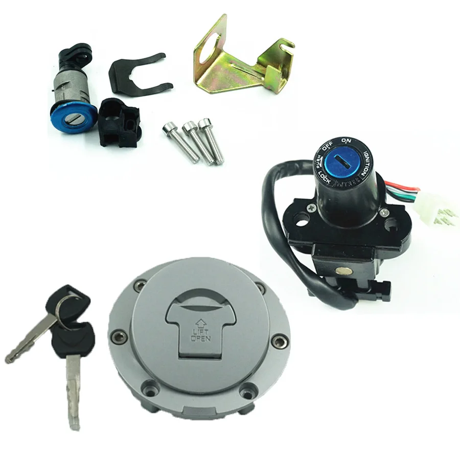 1set Motorcycle 4 Line Plug Ignition Switch Fuel Gas Cap Cover Tank Lock Set with 2 Keys For Honda CBR1000RR 04-07 CBR600RR | Автомобили и