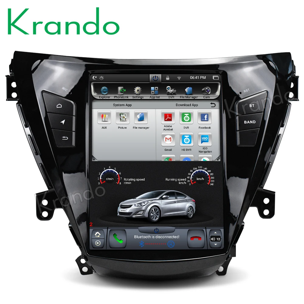 Krando Android 8,1 10," Tesla вертикальный автомобильный dvd аудио плеер для hyundai Elantra 2011-2013 gps навигация Мультимедиа play store