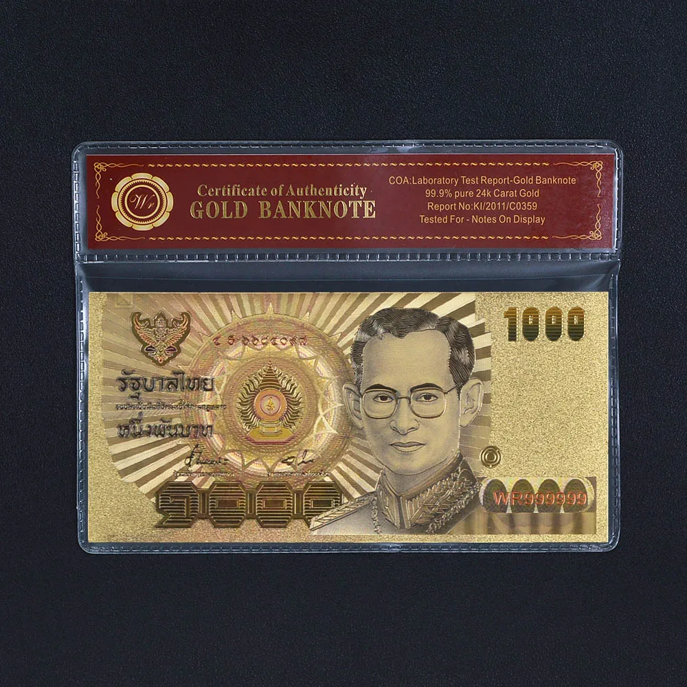 1992 год 1000 батов тайская Золотая фольга банкноты Bhumibol Adulyadej сувенир 24K