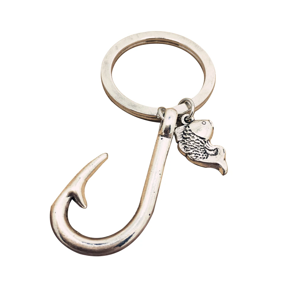 1pc Fishing Hook Keychain Charm Fashion Cool Car Keyring Purse Bag Pendant Decoration Keyfob Creative Gift | Украшения и