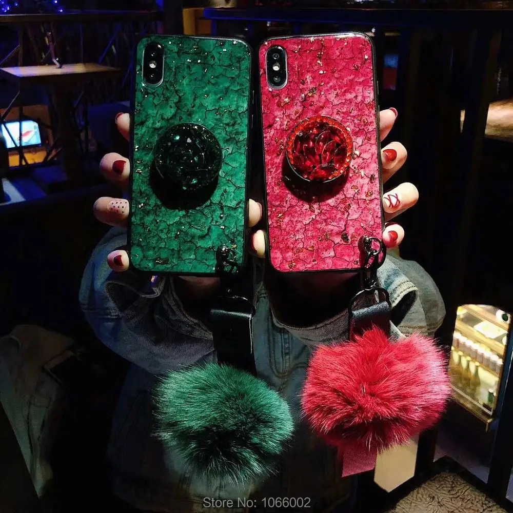 Hot Crystal Chain Pompom Fur Ball Case Capa For Xiaomi Redmi 8/8A 7/6/6A/5/5A/5 Plus/S2/Y2/4X Strap Fundas |