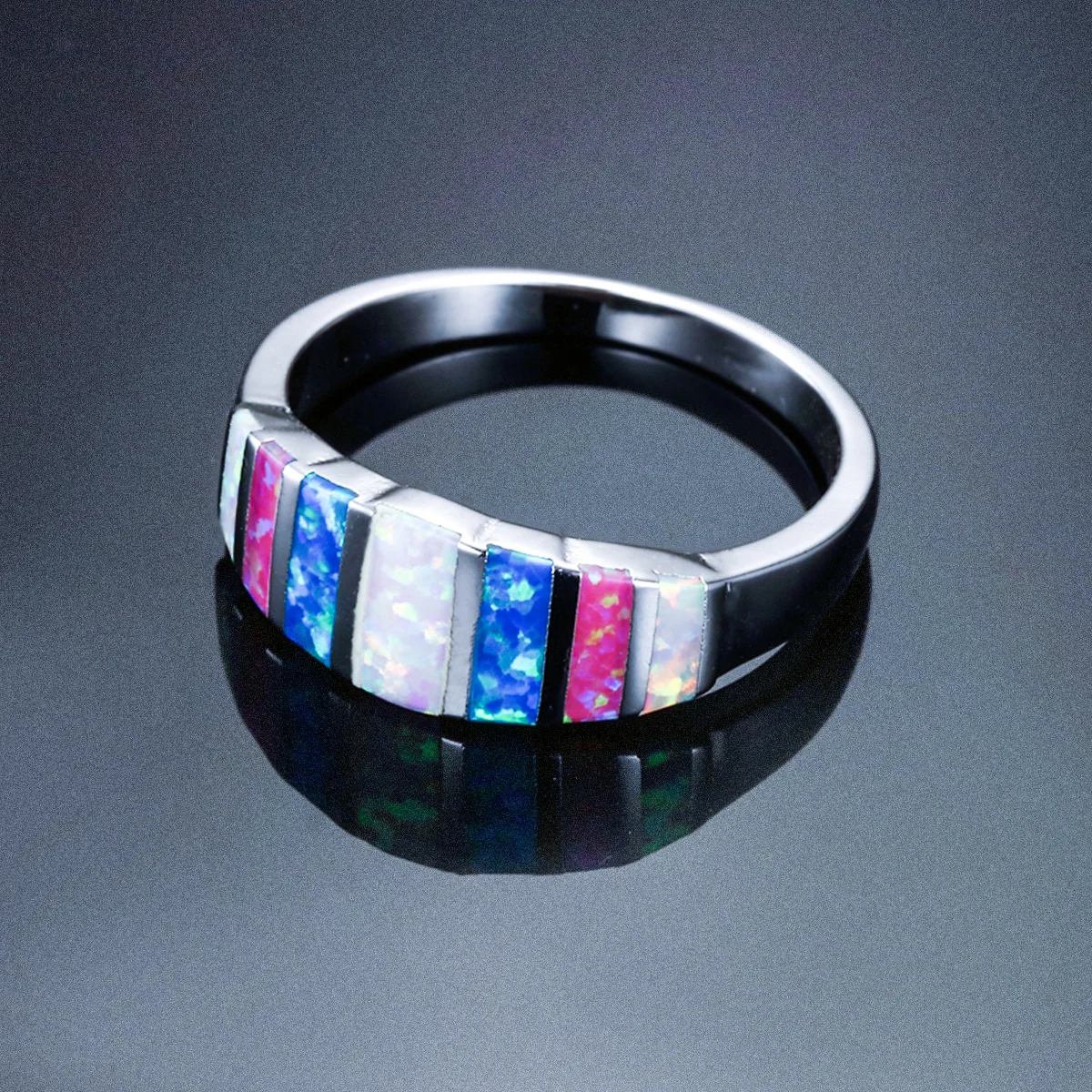 Мода 925 Серебро Многоцветный опал кольцо женские обручальные кольца Размер 6-10 |