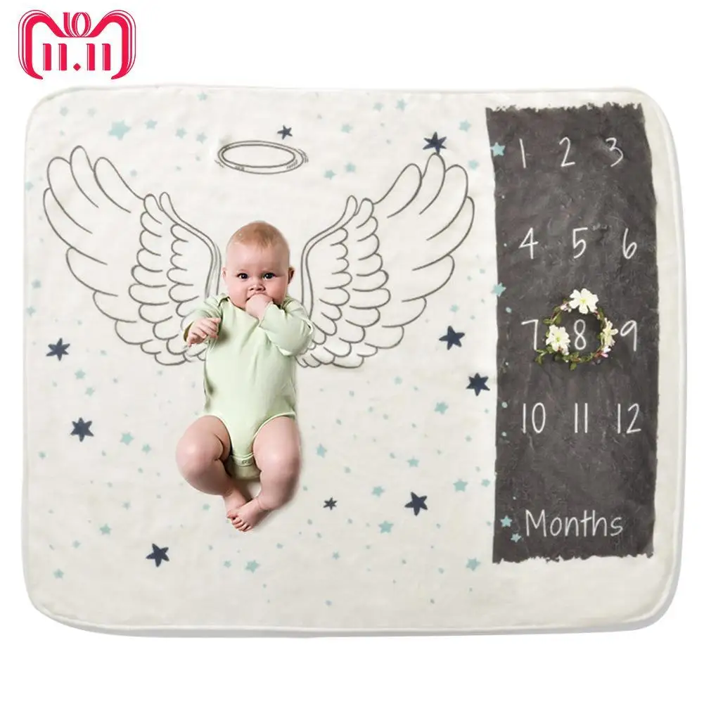 

Baby Flannel Blanket 2018 New Cactus Angel Wings Print Newborn Photography Blanket Soft Bedding Infant Swaddle Towel