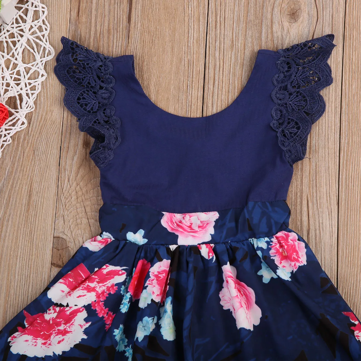 Family Matching Outfits Mother &amp Daughter Adult Women Kids Girls Backless Floral Lace Summer Party Dress | Мать и ребенок