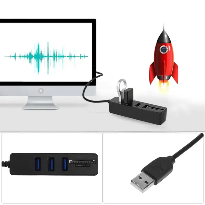 Высокое качество USB комбо 2 0 концентратор Высокоскоростной 3 порта разделитель